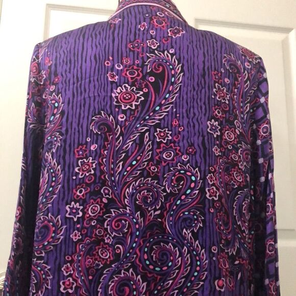 100 % silk Bob Mackie womens button up blouse size M - Picture 5 of 16